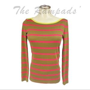 Brown Banana Republic Pink Striped Long-sleeve T-shirt Size Small